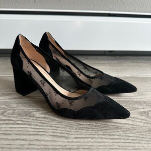 Coach Black Mesh Flower Pointed Toe Heels 11